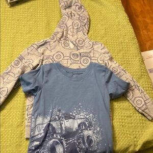 Blue Monster Truck Kids Shirt Set Size 4T